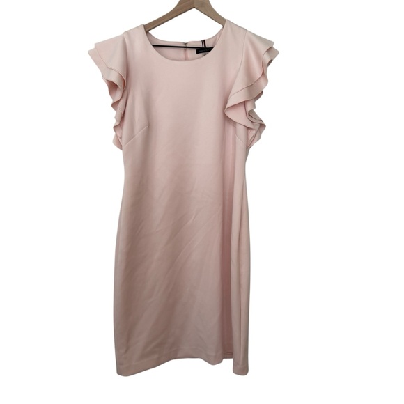 Tommy Hilfiger Woman's Size 14 Blush Pink Scalloped Sleeves Midi Dress - Picture 2 of 8